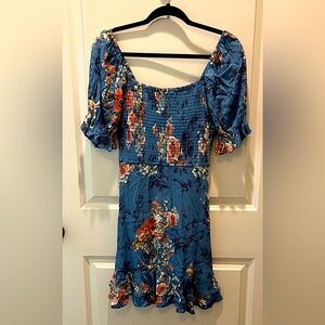 Band of Gypsies Blue Floral Dress Size Small. NWOT